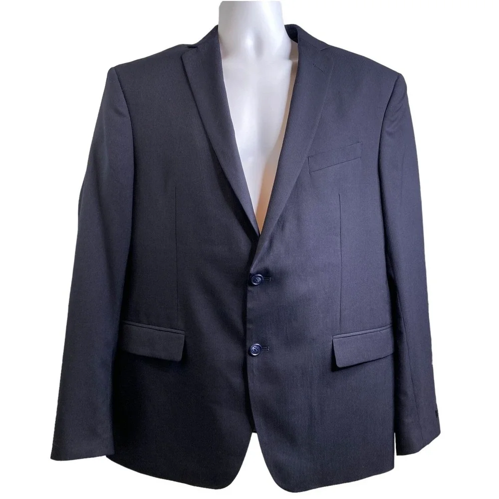 JOHN VARVATOS Men's Navy Blue Bedford Herringbone Blazer Sz 46R Classic Career
